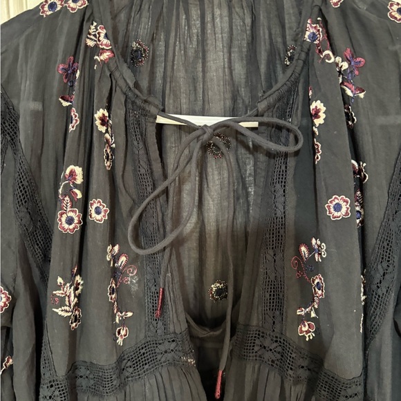 FREE PEOPLE BLUE Floral Embroidered Maxi Dress WITH BODY SUIT UNDERNEATH. - Picture 8 of 16